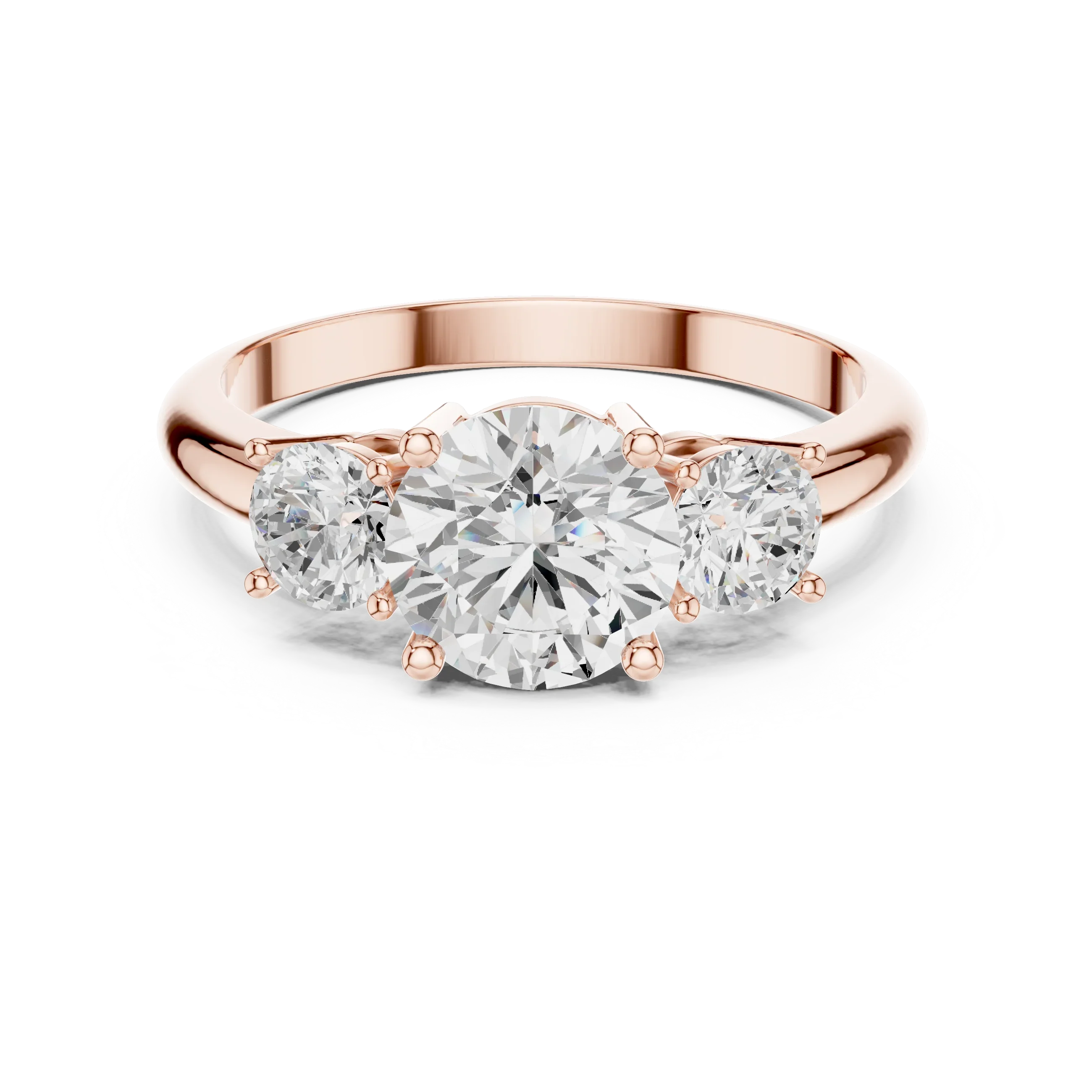 VVS Moissanite Diamond Three Stone Round Ring