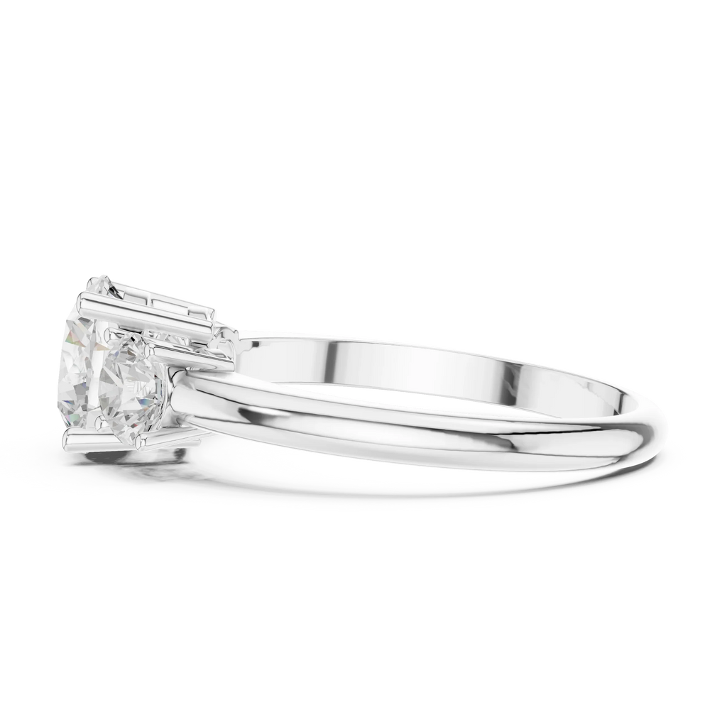 VVS Moissanite Diamond Three Stone Round Ring