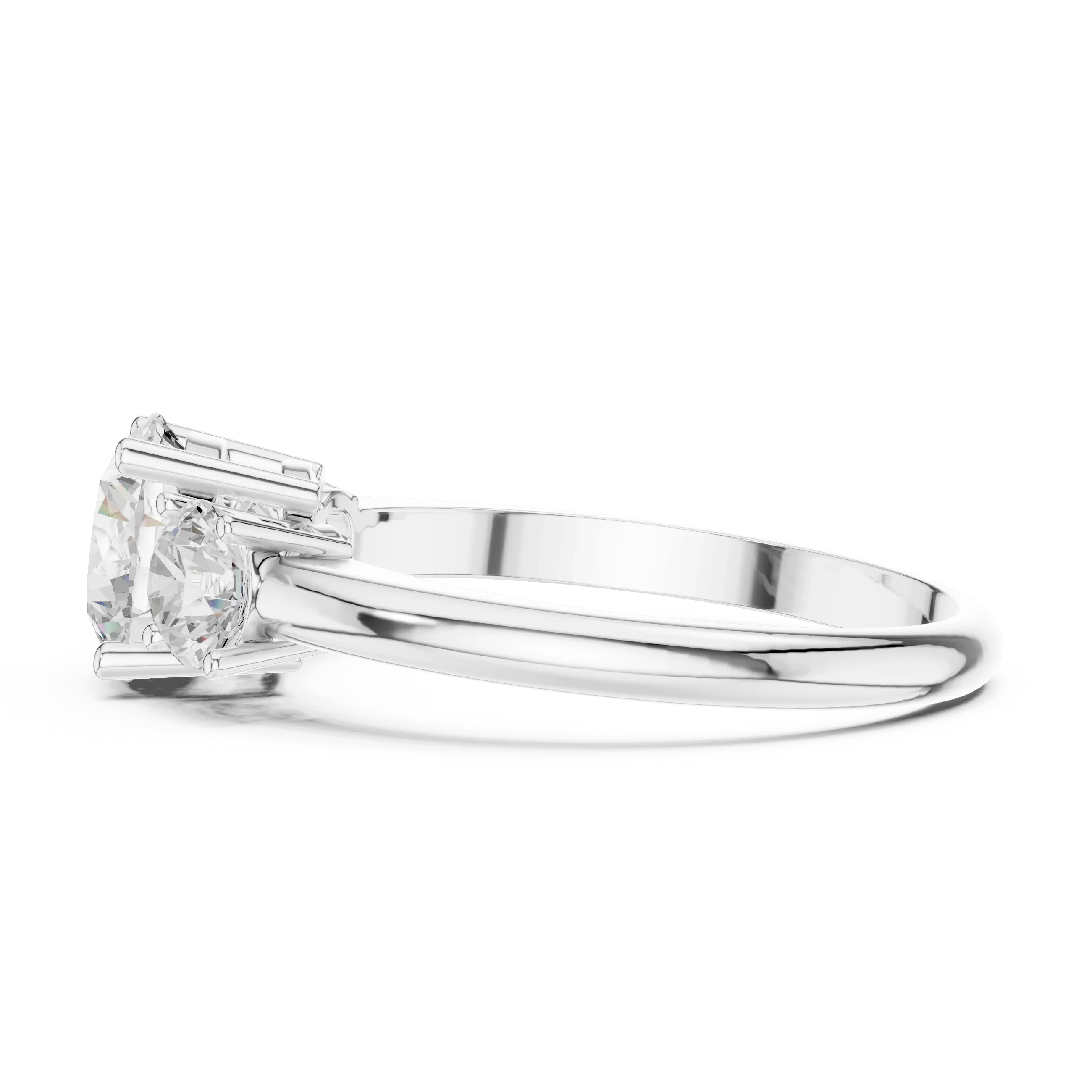 VVS Moissanite Diamond Three Stone Round Ring