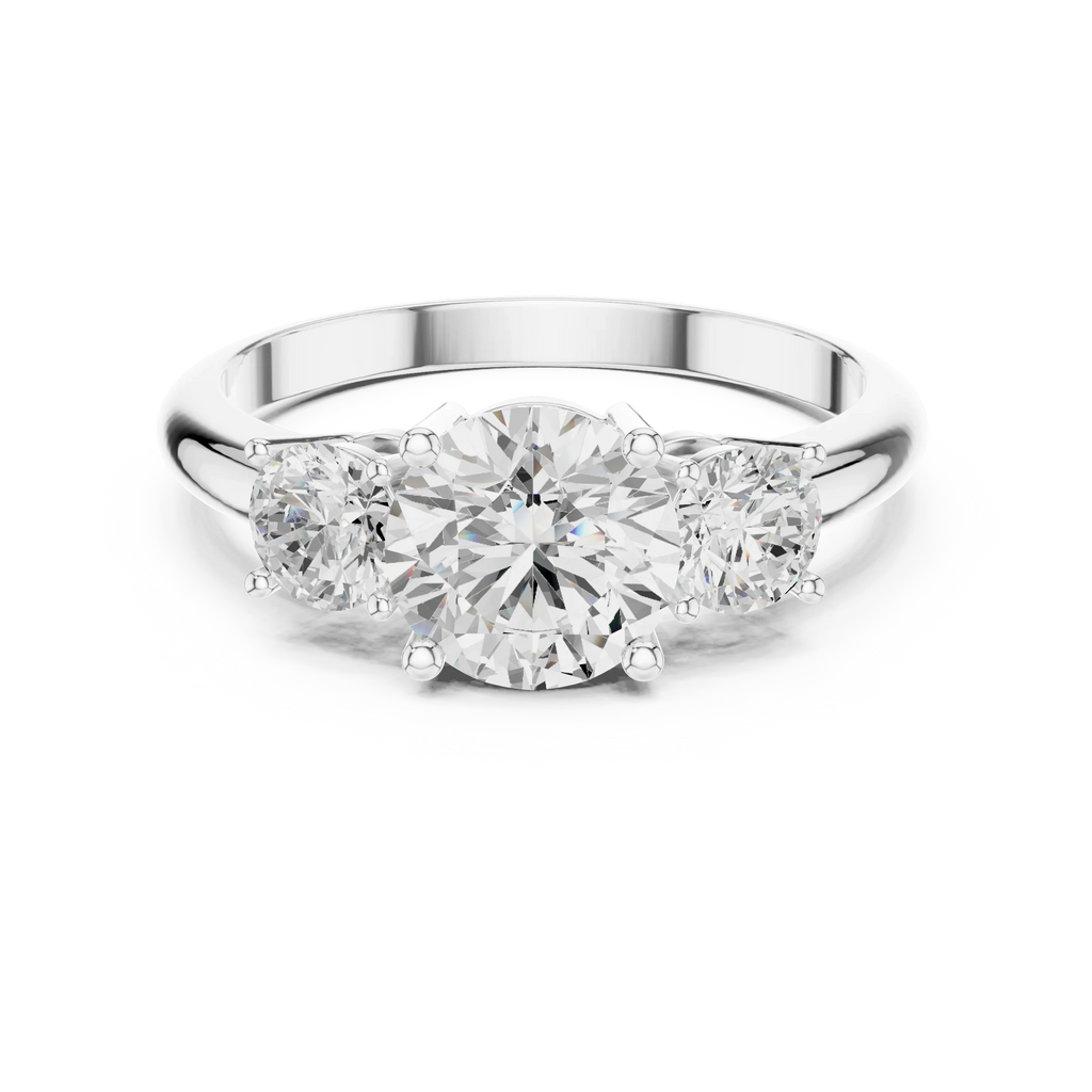 VVS Moissanite Diamond Three Stone Round Ring