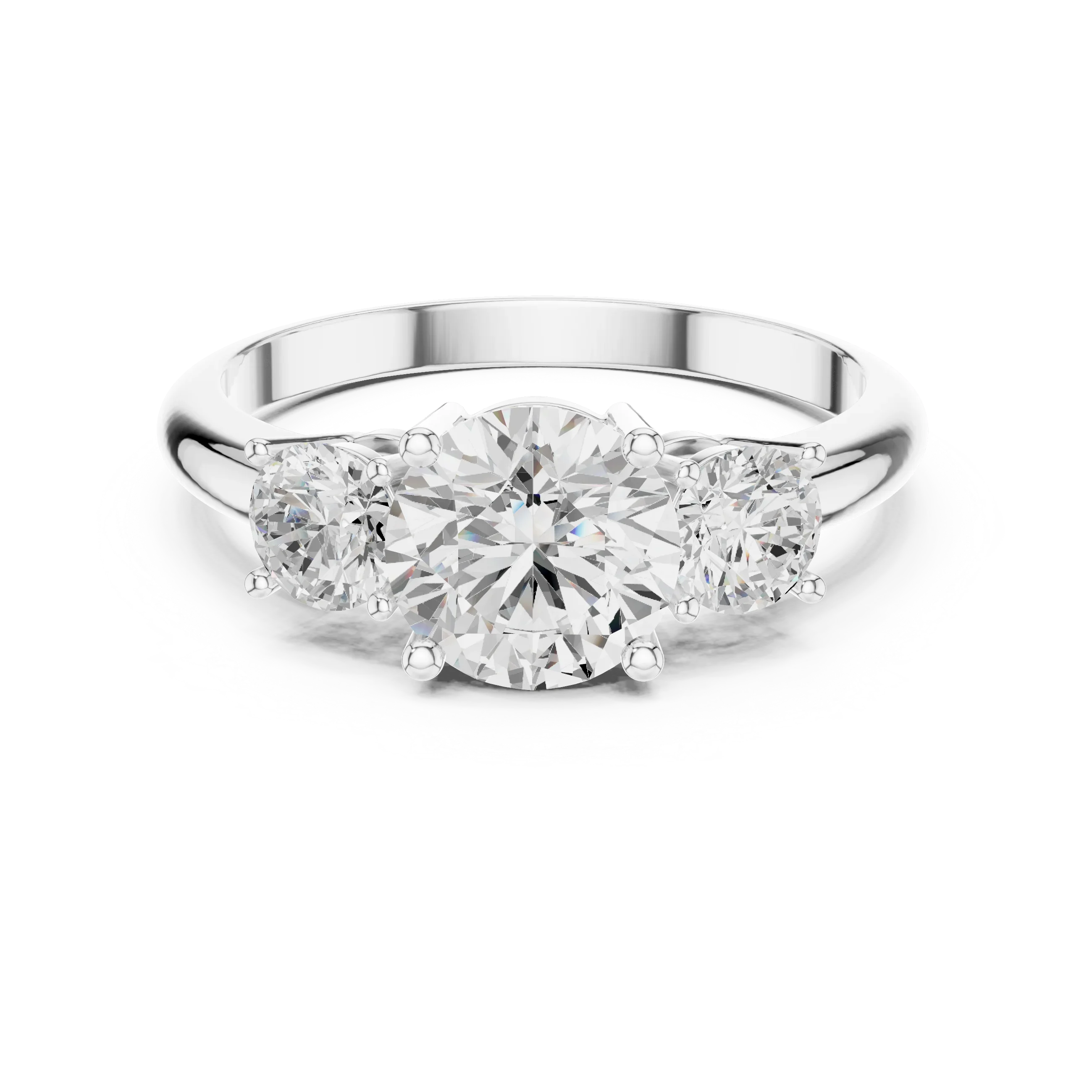VVS Moissanite Diamond Three Stone Round Ring