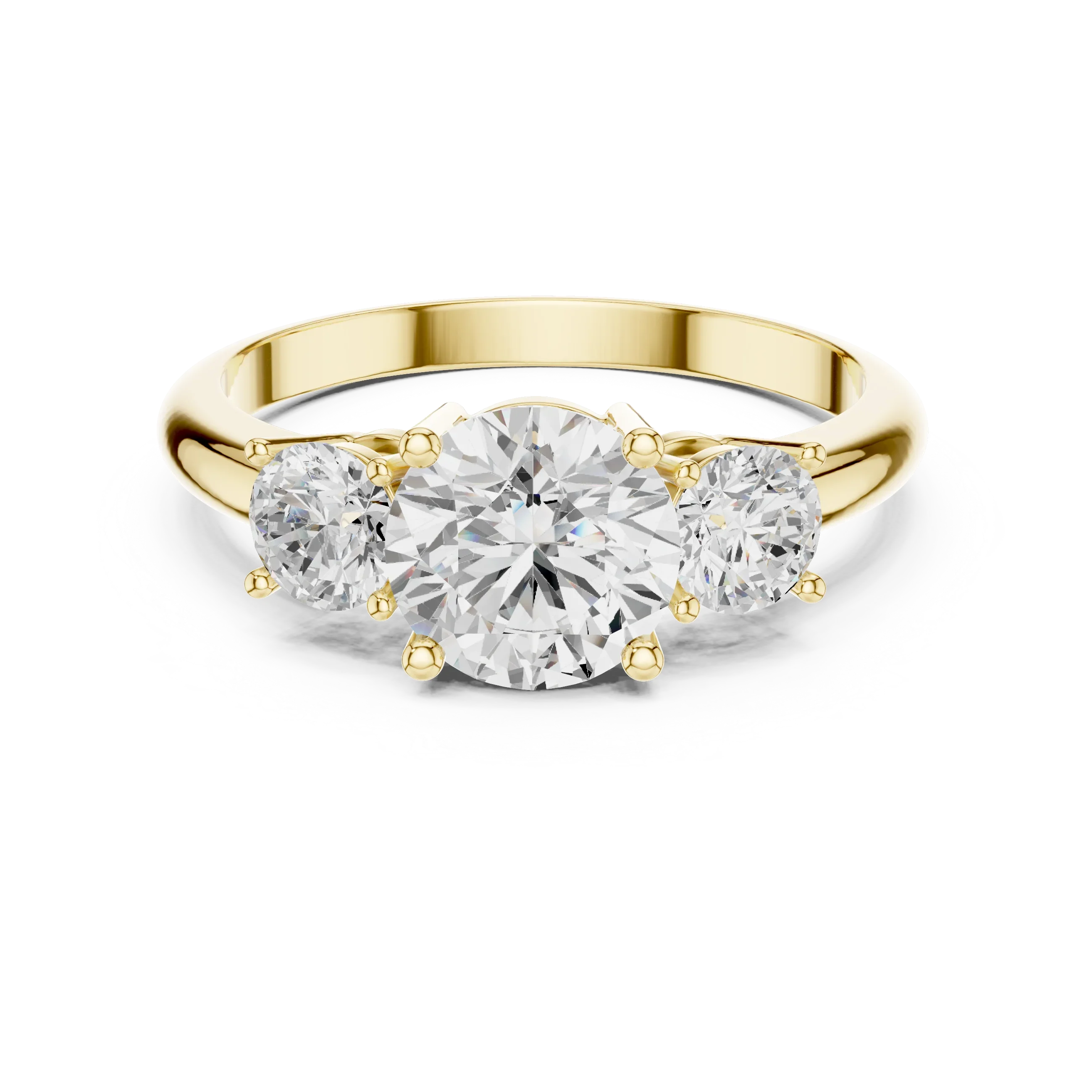 VVS Moissanite Diamond Three Stone Round Ring
