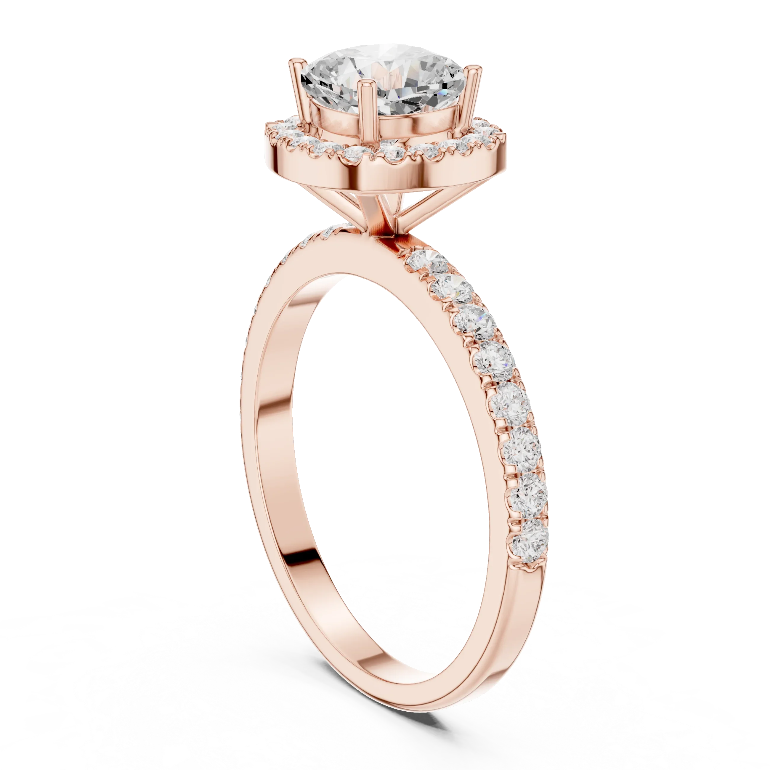14K Gold 1.23 CTW Cushion VVS1 Moissanite Halo Pave Diamond Ring