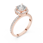 14K Gold 1.23 CTW Cushion VVS1 Moissanite Halo Pave Diamond Ring