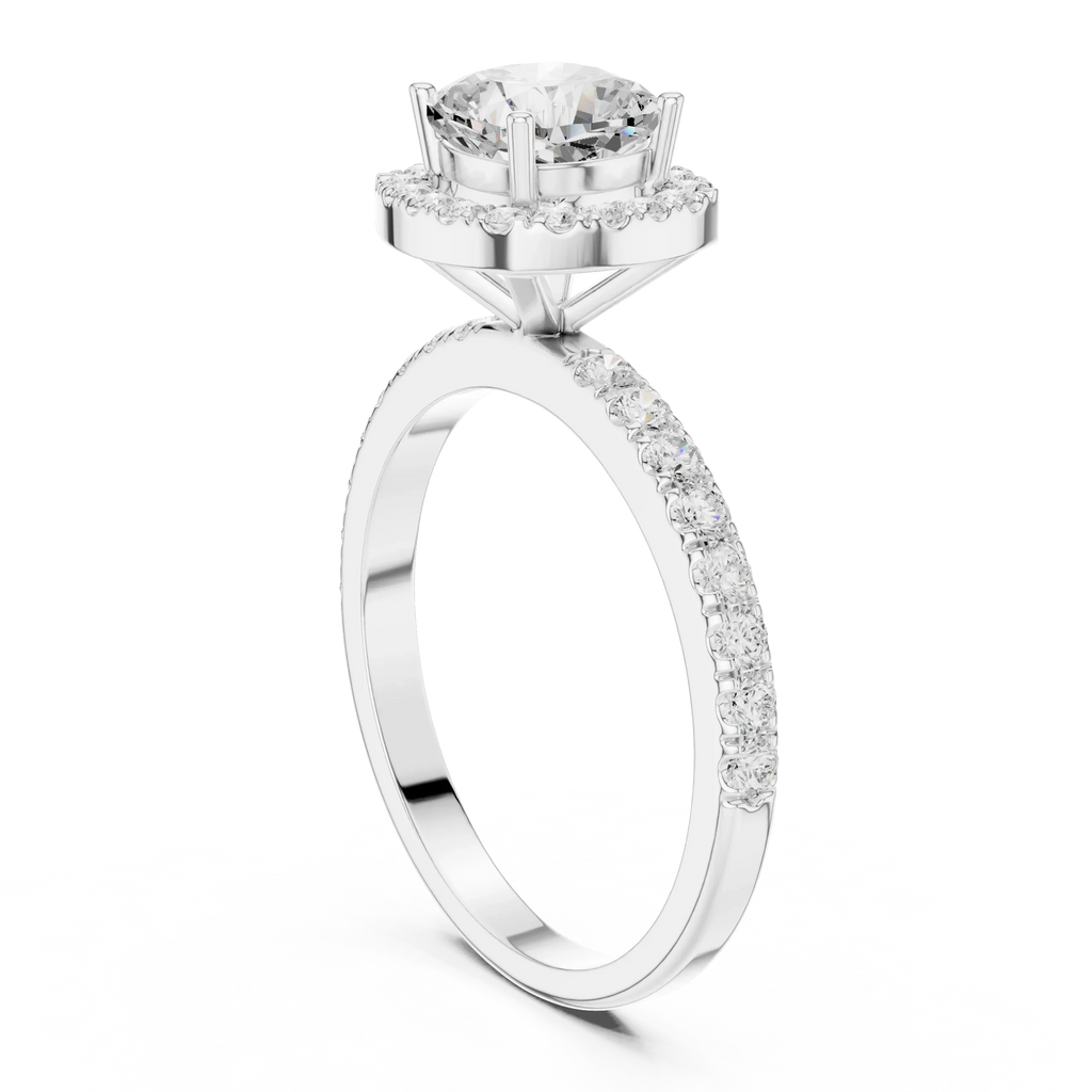 14K Gold 1.23 CTW Cushion VVS1 Moissanite Halo Pave Diamond Ring