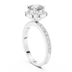 14K Gold 1.23 CTW Cushion VVS1 Moissanite Halo Pave Diamond Ring