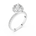 14K Gold 1.23 CTW Cushion VVS1 Moissanite Halo Pave Diamond Ring