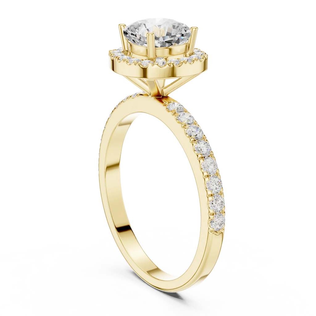 14K Gold 1.23 CTW Cushion VVS1 Moissanite Halo Pave Diamond Ring