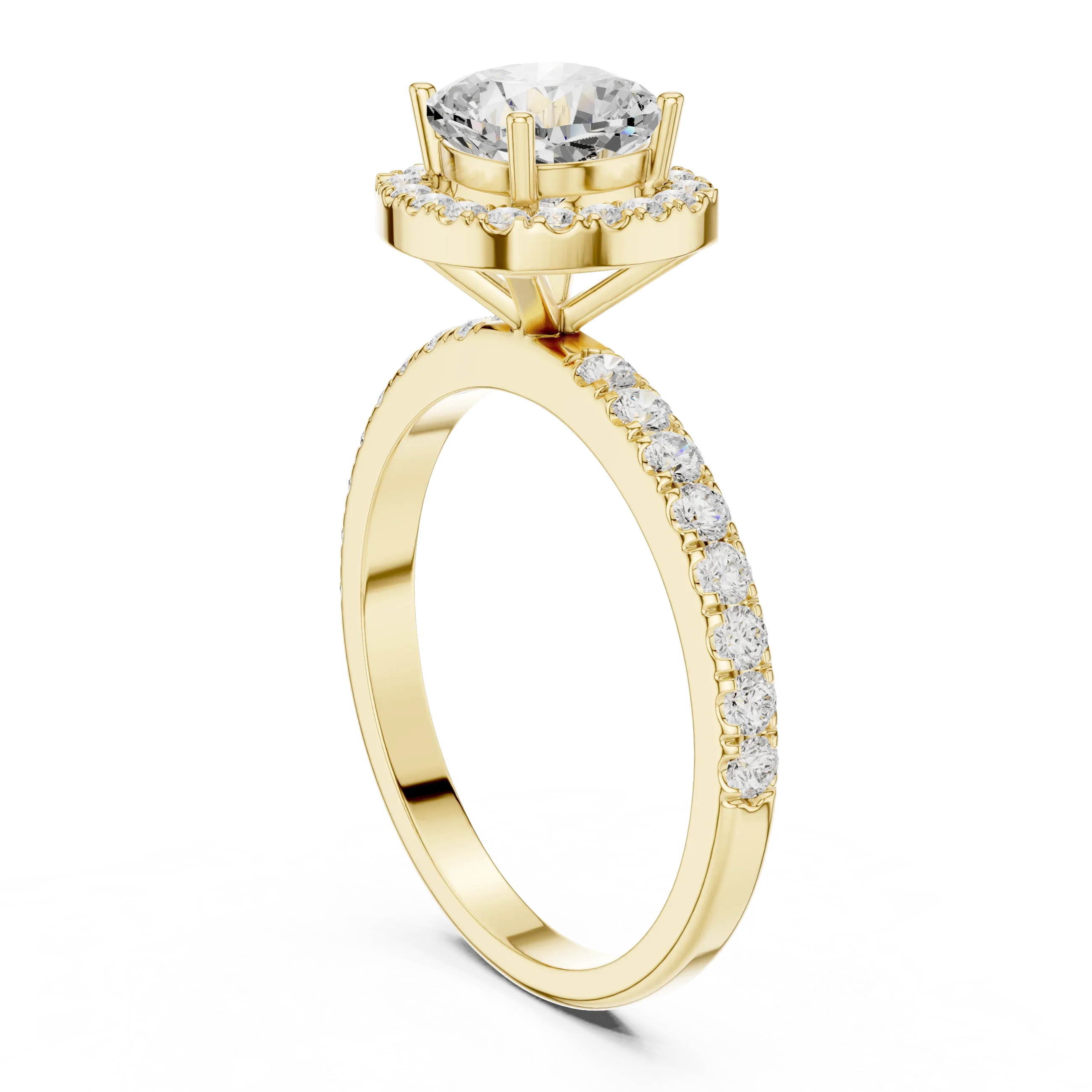14K Gold 1.23 CTW Cushion VVS1 Moissanite Halo Pave Diamond Ring