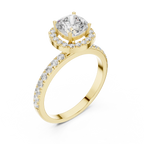 14K Gold 1.23 CTW Cushion VVS1 Moissanite Halo Pave Diamond Ring