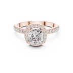 14K Gold 1.23 CTW Cushion VVS1 Moissanite Halo Pave Diamond Ring