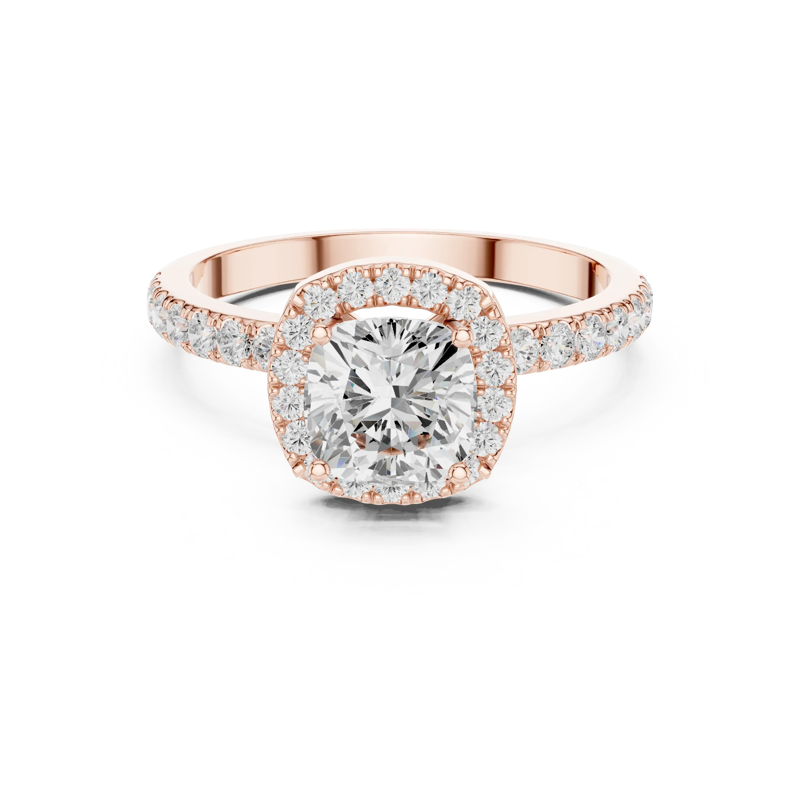 14K Gold 1.23 CTW Cushion VVS1 Moissanite Halo Pave Diamond Ring