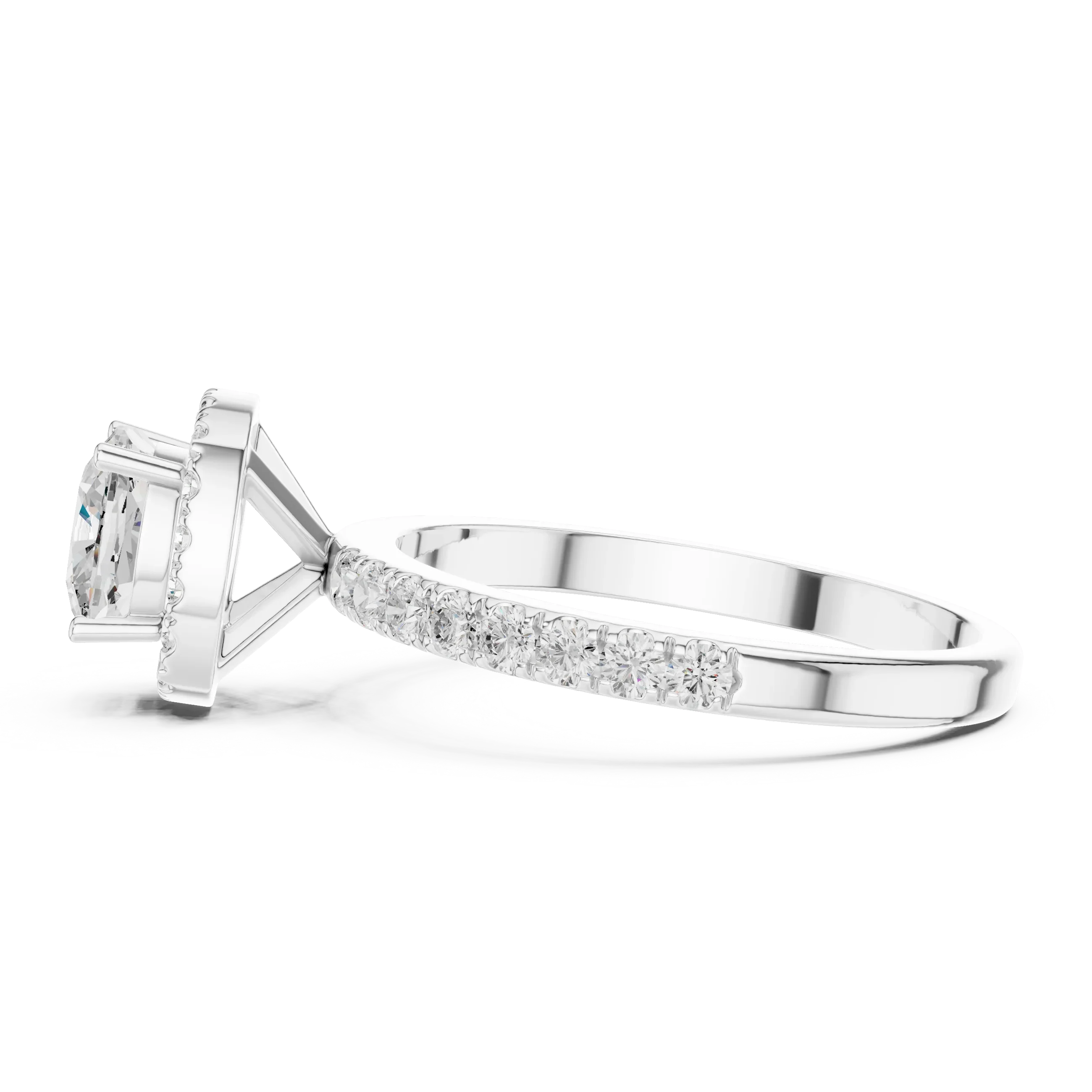 14K Gold 1.23 CTW Cushion VVS1 Moissanite Halo Pave Diamond Ring