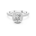14K Gold 1.23 CTW Cushion VVS1 Moissanite Halo Pave Diamond Ring