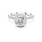 14K Gold 1.23 CTW Cushion VVS1 Moissanite Halo Pave Diamond Ring