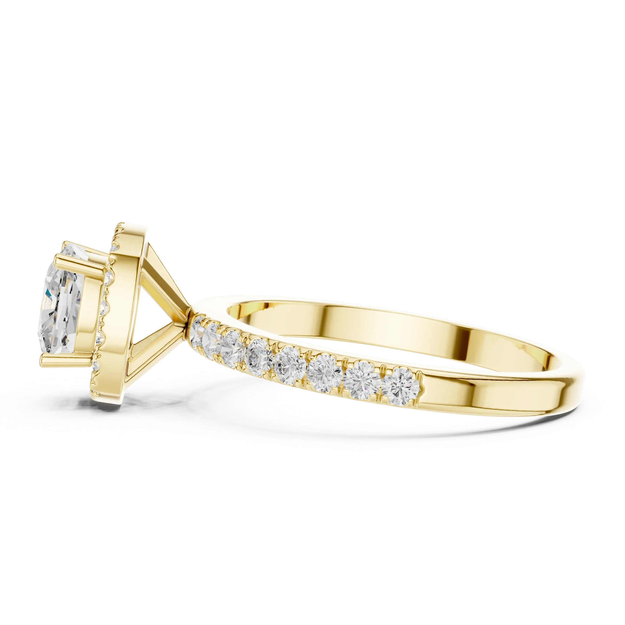 14K Gold 1.23 CTW Cushion VVS1 Moissanite Halo Pave Diamond Ring