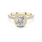 14K Gold 1.23 CTW Cushion VVS1 Moissanite Halo Pave Diamond Ring