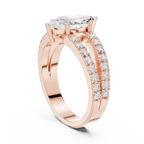 Luxury Marquise Cut Diamond Ring – Split Double Pavé Band, Yellow Gold
