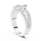 Luxury Marquise Cut Diamond Ring – Split Double Pavé Band, Yellow Gold