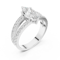 Luxury Marquise Cut Diamond Ring – Split Double Pavé Band, Yellow Gold