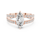 Luxury Marquise Cut Diamond Ring – Split Double Pavé Band, Yellow Gold