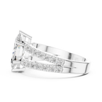 Luxury Marquise Cut Diamond Ring – Split Double Pavé Band, Yellow Gold