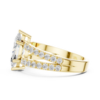 Luxury Marquise Cut Diamond Ring – Split Double Pavé Band, Yellow Gold