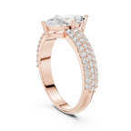 Marquise Cut Colorless Moissanite 3 Row Pave Set Anniversary Ring