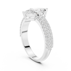 Marquise Cut Colorless Moissanite 3 Row Pave Set Anniversary Ring