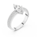 Marquise Cut Colorless Moissanite 3 Row Pave Set Anniversary Ring
