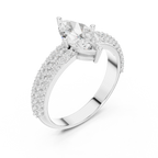 Marquise Cut Colorless Moissanite 3 Row Pave Set Anniversary Ring