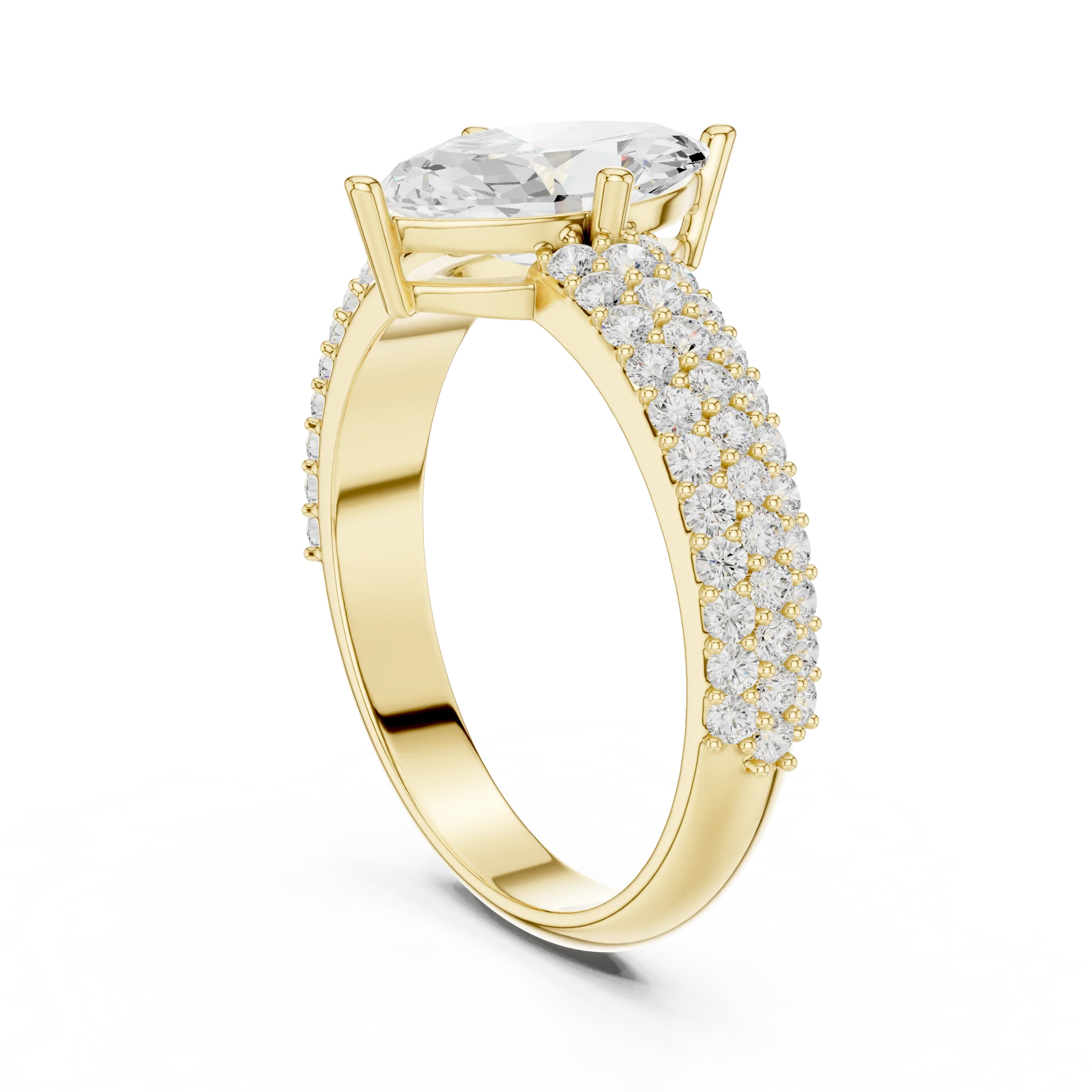 Marquise Cut Colorless Moissanite 3 Row Pave Set Anniversary Ring