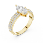 Marquise Cut Colorless Moissanite 3 Row Pave Set Anniversary Ring