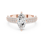 Marquise Cut Colorless Moissanite 3 Row Pave Set Anniversary Ring