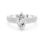 Marquise Cut Colorless Moissanite 3 Row Pave Set Anniversary Ring