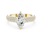 Marquise Cut Colorless Moissanite 3 Row Pave Set Anniversary Ring