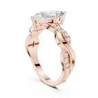 18K White Gold Twisted Pave Marquise Moissanite Diamond Engagement Infinity Ring