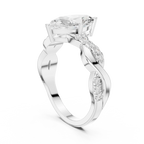 18K White Gold Twisted Pave Marquise Moissanite Diamond Engagement Infinity Ring