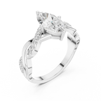 18K White Gold Twisted Pave Marquise Moissanite Diamond Engagement Infinity Ring