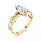 18K White Gold Twisted Pave Marquise Moissanite Diamond Engagement Infinity Ring