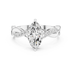 18K White Gold Twisted Pave Marquise Moissanite Diamond Engagement Infinity Ring