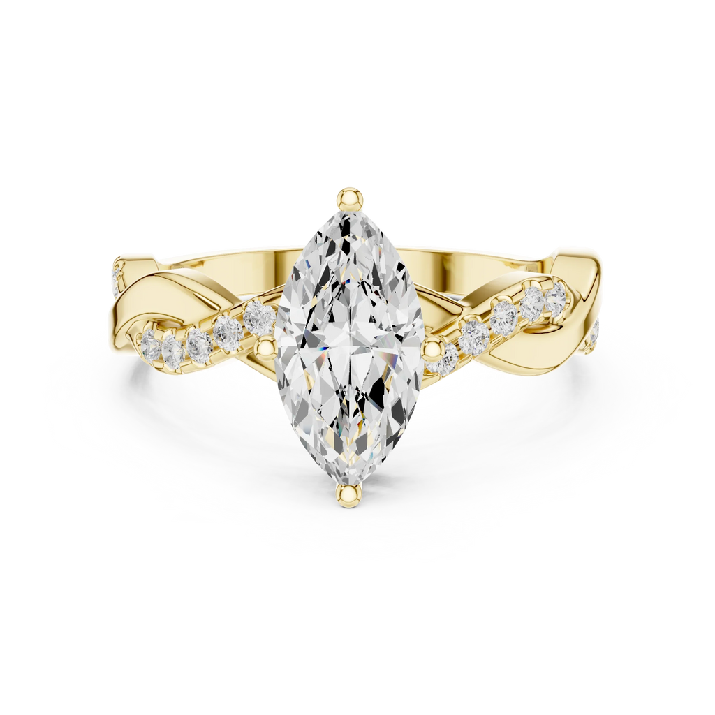 18K White Gold Twisted Pave Marquise Moissanite Diamond Engagement Infinity Ring