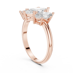 Lab Grown Marquise VVS DF Color Diamond Engagement Ring, Marquise Three Stone Ring