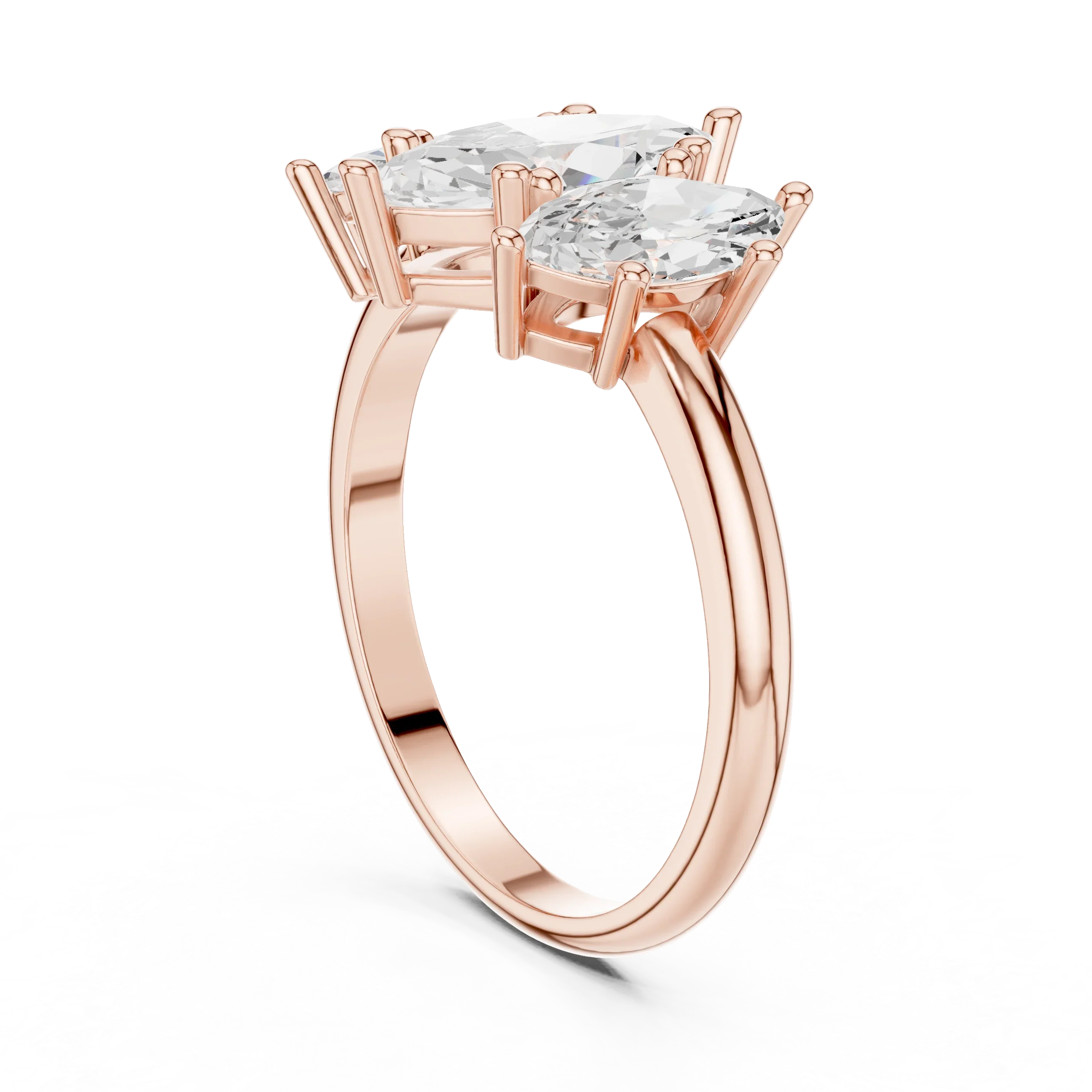 Lab Grown Marquise VVS DF Color Diamond Engagement Ring, Marquise Three Stone Ring