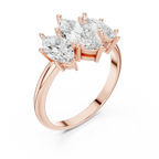 Lab Grown Marquise VVS DF Color Diamond Engagement Ring, Marquise Three Stone Ring