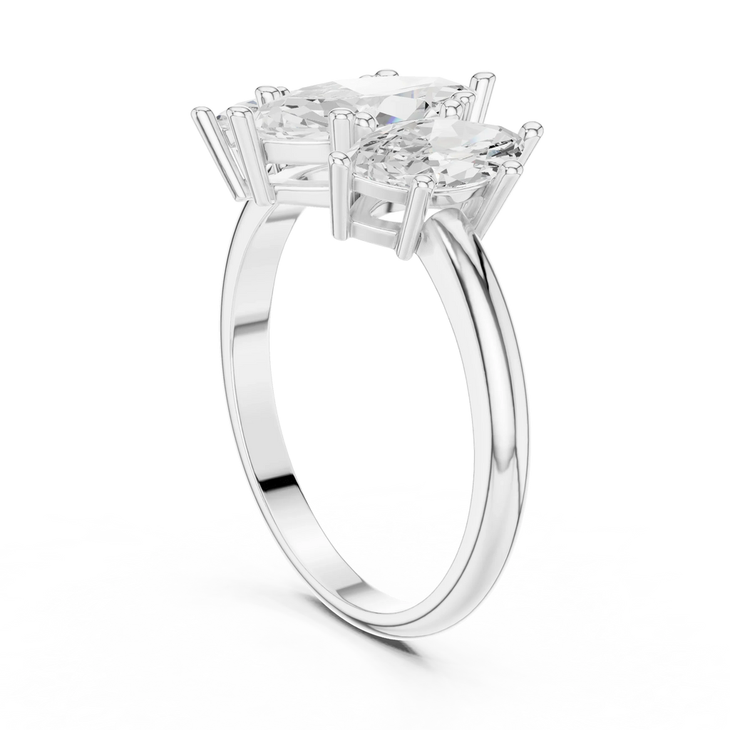 Lab Grown Marquise VVS DF Color Diamond Engagement Ring, Marquise Three Stone Ring