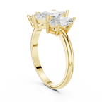 Lab Grown Marquise VVS DF Color Diamond Engagement Ring, Marquise Three Stone Ring