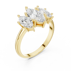 Lab Grown Marquise VVS DF Color Diamond Engagement Ring, Marquise Three Stone Ring