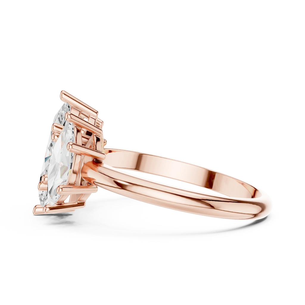 Lab Grown Marquise VVS DF Color Diamond Engagement Ring, Marquise Three Stone Ring