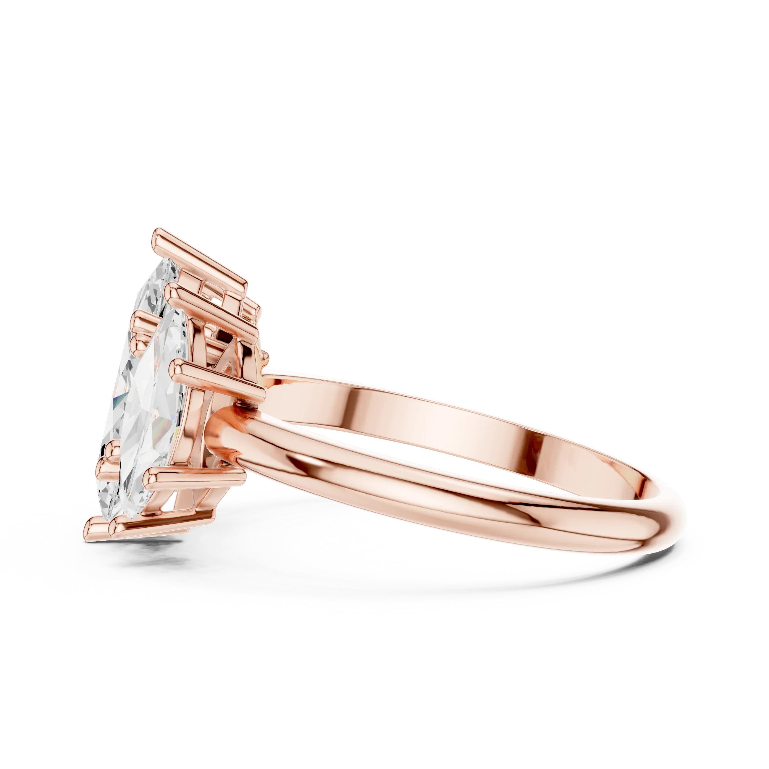 Lab Grown Marquise VVS DF Color Diamond Engagement Ring, Marquise Three Stone Ring